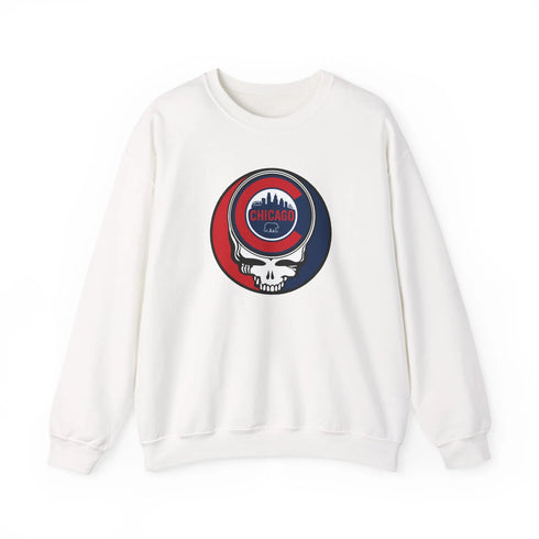 Grateful Dead - Chicago Cubs Stealie Grateful Dead Crewneck Sweatshirt - MLB - StealieShop